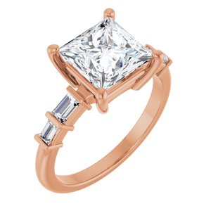 10K Rose Gold 7.5x7.5 mm Square Ring Mounting