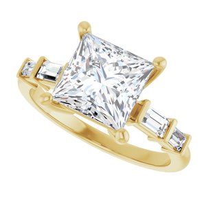 18K Yellow Gold 7.5x7.5 mm Square Ring Mounting – image 8