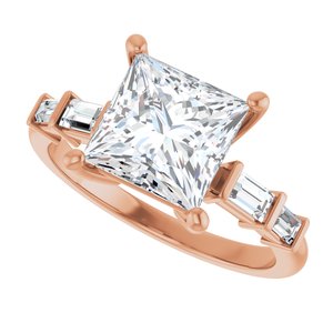 14K Rose Gold 7.5x7.5 mm Square Ring Mounting – image 8