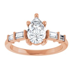 18K Rose Gold 8.5x5.5 mm Pear Ring Mounting – image 5