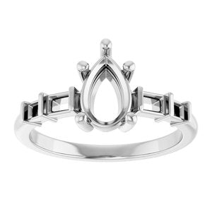 10K White Gold 8.5x5.5 mm Pear Ring Mounting – image 6