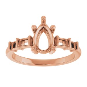18K Rose Gold 8.5x5.5 mm Pear Ring Mounting – image 6