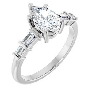 Sterling Silver 8.5x5.5 mm Pear Ring Mounting