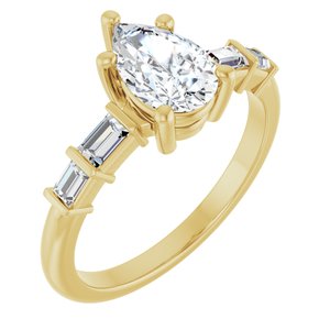 18K Yellow Gold 8.5x5.5 mm Pear Ring Mounting