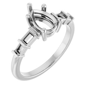 10K White Gold 8.5x5.5 mm Pear Ring Mounting – image 2