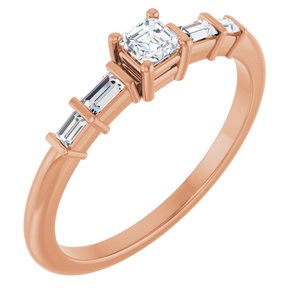 10K Rose Gold 3x3 mm Asscher Ring Mounting