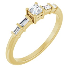 18K Yellow Gold 3x3 mm Asscher Ring Mounting