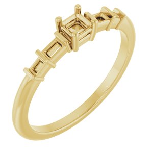 18K Yellow Gold 3x3 mm Asscher Ring Mounting – image 2