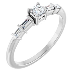 Continuum Sterling Silver 3x3 mm Asscher Ring Mounting