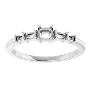 10K White Gold 3x3 mm Asscher Ring Mounting – image 6