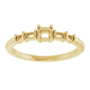 10K Yellow Gold 3x3 mm Asscher Ring Mounting – image 6