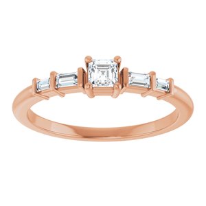 18K Rose Gold 3x3 mm Asscher Ring Mounting – image 5