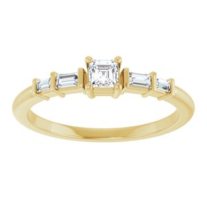 18K Yellow Gold 3x3 mm Asscher Ring Mounting – image 5