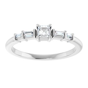 14K White Gold 3x3 mm Asscher Ring Mounting – image 5