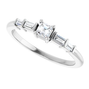 14K White Gold 3x3 mm Asscher Ring Mounting – image 8