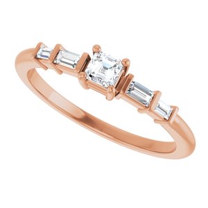 14K Rose Gold 3x3 mm Asscher Ring Mounting – image 8