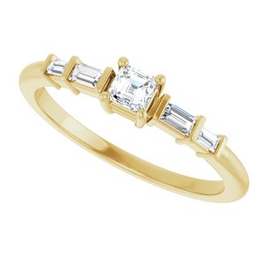 10K Yellow Gold 3x3 mm Asscher Ring Mounting – image 8