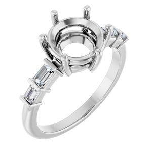 Platinum 8.8 mm Round 1/4 CTW Natural Diamond Semi-Set Ring – image 2