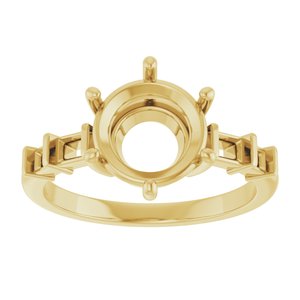 14K Yellow Gold 8.8 mm Round Ring Mounting – image 6