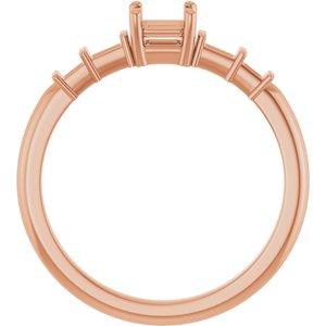 14K Rose Gold 4x4 mm Asscher Ring Mounting – image 4
