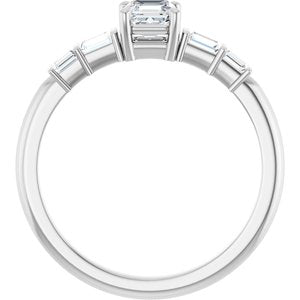 14K White Gold 4x4 mm Asscher Ring Mounting – image 3