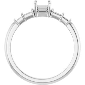 18K White Gold 4x4 mm Asscher Ring Mounting – image 4