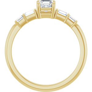 10K Yellow Gold 4x4 mm Asscher Ring Mounting – image 3
