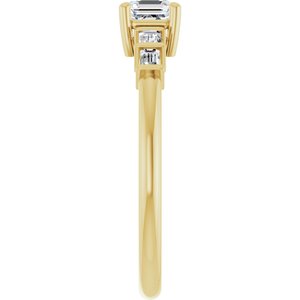14K Yellow Gold 4x4 mm Asscher Ring Mounting – image 7