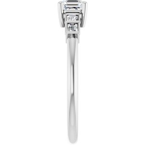 10K White Gold 4x4 mm Asscher Ring Mounting – image 7