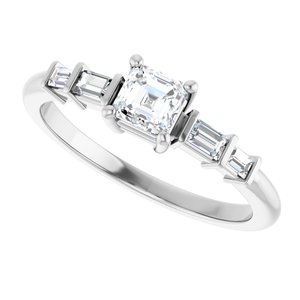 10K White Gold 4x4 mm Asscher Ring Mounting – image 8