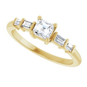 14K Yellow Gold 4x4 mm Asscher Ring Mounting – image 8