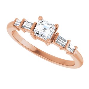 14K Rose Gold 4x4 mm Asscher Ring Mounting – image 8