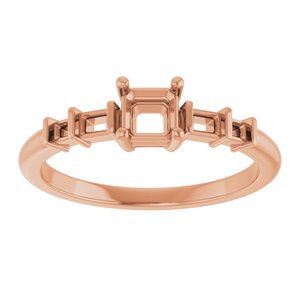 10K Rose Gold 4x4 mm Asscher Ring Mounting – image 6