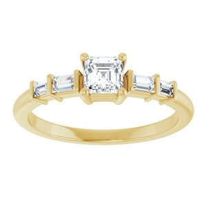 10K Yellow Gold 4x4 mm Asscher Ring Mounting – image 5