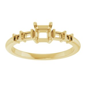 10K Yellow Gold 4x4 mm Asscher Ring Mounting – image 6