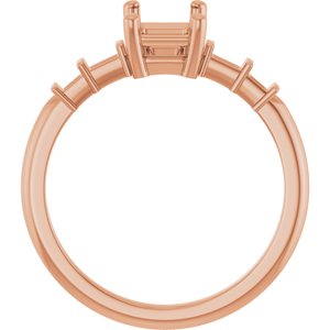 10K Rose Gold 7x5 mm Emerald Ring Mounting – image 4