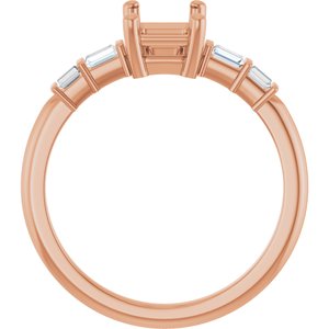 14K Rose Gold 7x5 mm Emerald 1/6 CTW Natural Diamond Semi-Set Ring – image 4