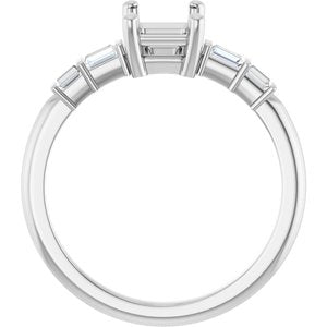 14K White Gold 7x5 mm Emerald 1/6 CTW Natural Diamond Semi-Set Ring – image 4