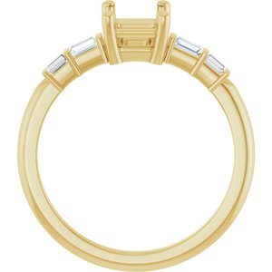 14K Yellow Gold 7x5 mm Emerald 1/6 CTW Natural Diamond Semi-Set Ring – image 4
