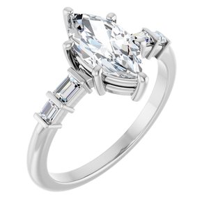 Platinum 10.5x5.5 mm Marquise Ring Mounting