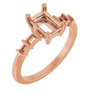 10K Rose Gold 7x5 mm Emerald Ring Mounting – image 2