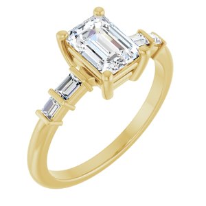 14K Yellow Gold 7x5 mm Emerald Ring Mounting