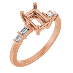 14K Rose Gold 7x5 mm Emerald 1/6 CTW Lab-Grown Diamond Semi-Set Ring – image 2