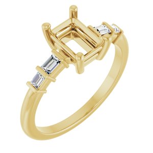 14K Yellow Gold 7x5 mm Emerald 1/6 CTW Lab-Grown Diamond Semi-Set Ring – image 2