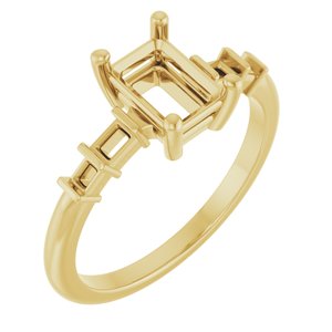 18K Yellow Gold 7x5 mm Emerald Ring Mounting – image 2
