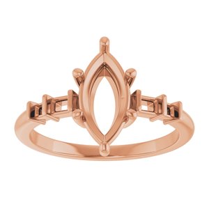 10K Rose Gold 11x5.5 mm Marquise Ring Mounting – image 6
