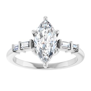 10K White Gold 11x5.5 mm Marquise Ring Mounting – image 5