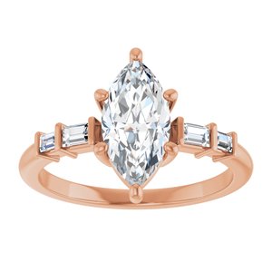 14K Rose Gold 11x5.5 mm Marquise Ring Mounting – image 5