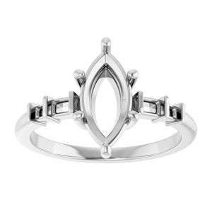 14K White Gold 11x5.5 mm Marquise Ring Mounting – image 6