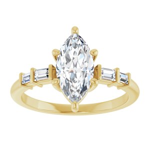 18K Yellow Gold 11x5.5 mm Marquise Ring Mounting – image 5